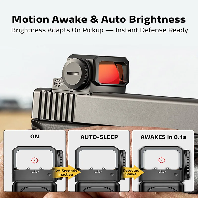 Enclosed Auto-Brightness Red/Green Dot Sight for RMS RMSc Circle & 2MOA Dot Motion Awake Reflex Sight Optic Scope for Hunting