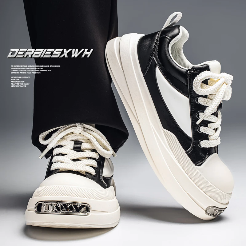 

2026 Spring Men's Chunky Toe Derby Shoes | Platform Height Boost Non-Slip Wear-Resistant Casual Trendy Sneakers for Students