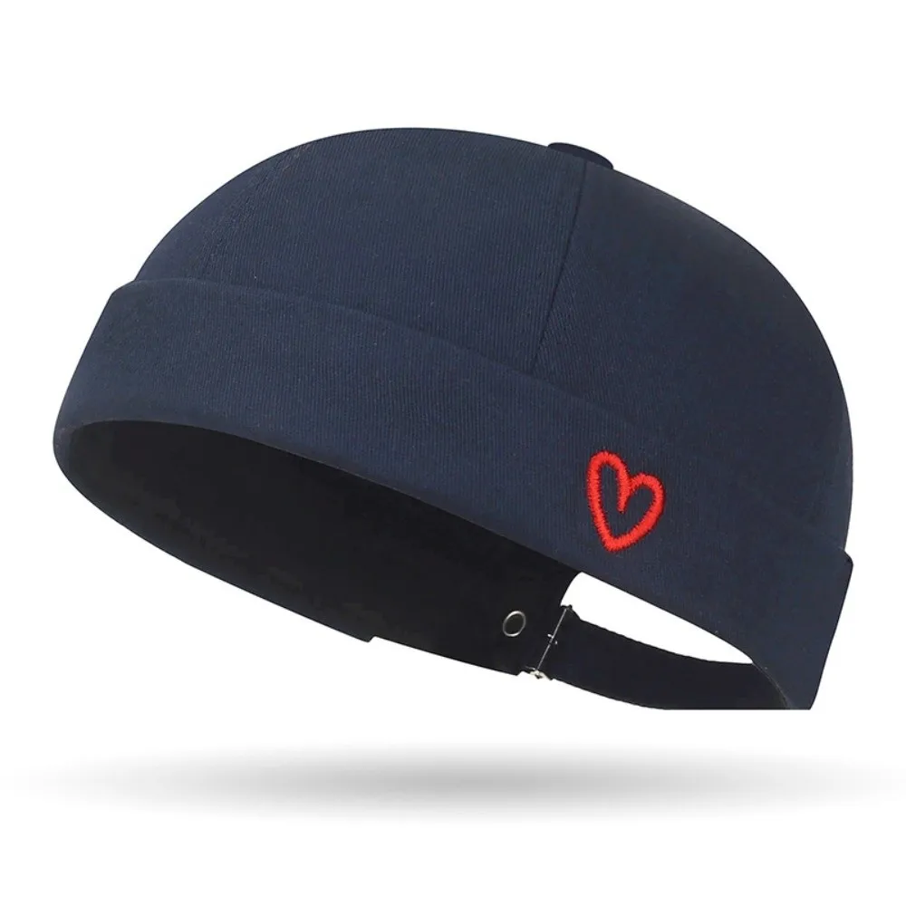Casual Heart Love Label Docker Cap Cotton Adjustable Brimless Hat Beanie Hats Men and Women