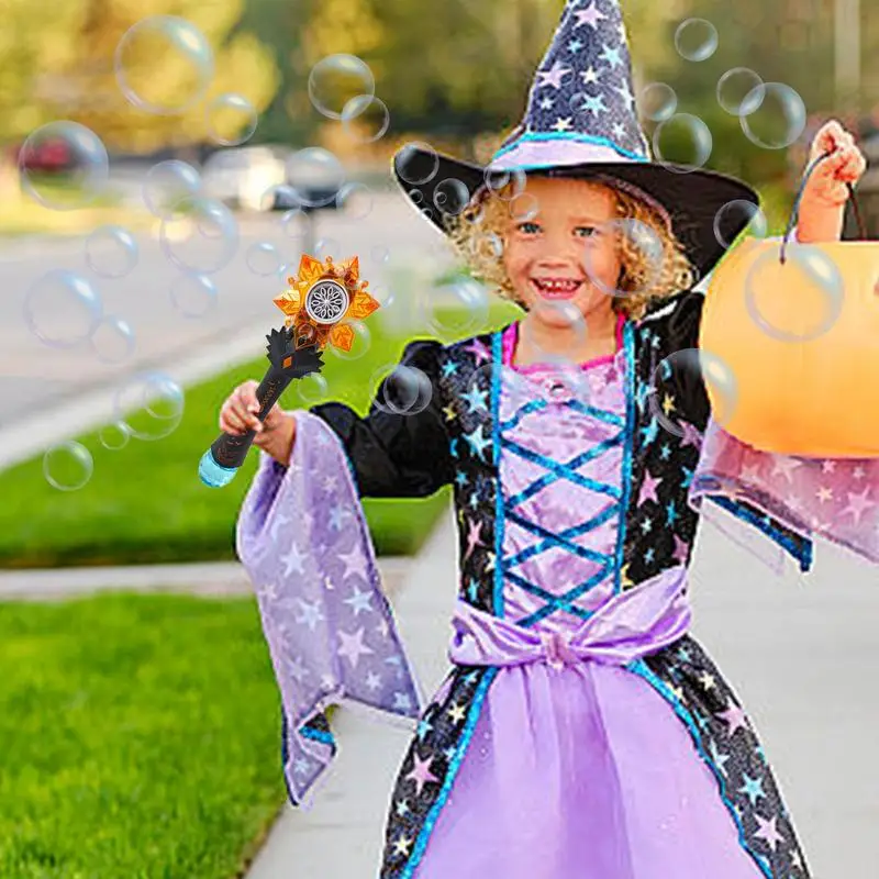 Halloween Bubble Blower Light Up Halloween Bubble Stick With Music In Pinwheel Design Witch Toy Creative Battery Powered Bubble