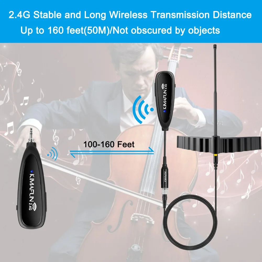 KIMAFUN Viola Music Instrument Wireless Cello Microphone Transmitter Receiver for Cellist Church Wedding Musicians Performance