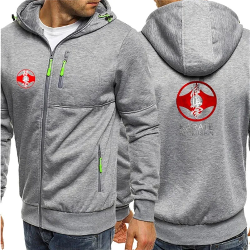 Autumn New Men\'s Hoodie Kyokushin Karate Printed Sweatshirt Casual Zipper Sports Hoodie