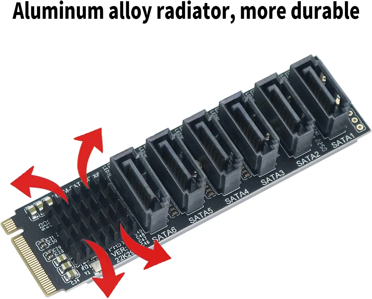 M.2 NVME PCI-E PCIE X4 X8 X16 To 6 Port 3.0 SATA Adapter Card Riser III 6GB/S Chassis server PC Expansion+6PCS 3.0 SATA CABLE