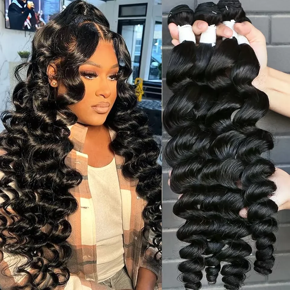 Peruvian Loose Deep Wave Human Hair Bundles Deal Unprocessed 100% Raw Virgin Curly Wave Human Hair Weave Extensions Wholesale