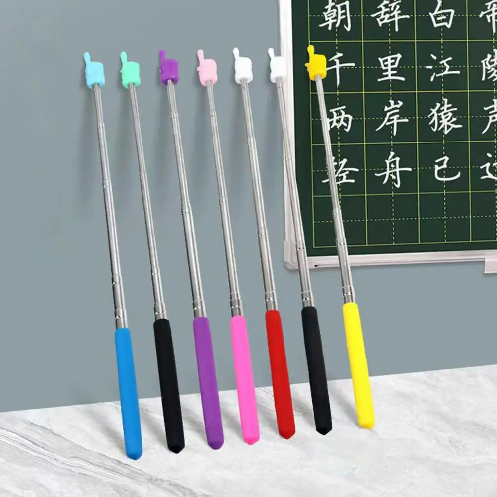 Aço inoxidável Finger Reading Stick, Aula Pointer, Vara de ensino portátil para apresentações Whiteboard, Dedo retrátil