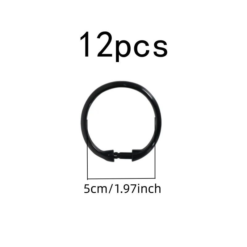 12 pcs O-Ring Shower Curtain Rings, Transparent Clear Plastic, suitable for Bathroom Shower Curtain, Waterproof Rust Proof