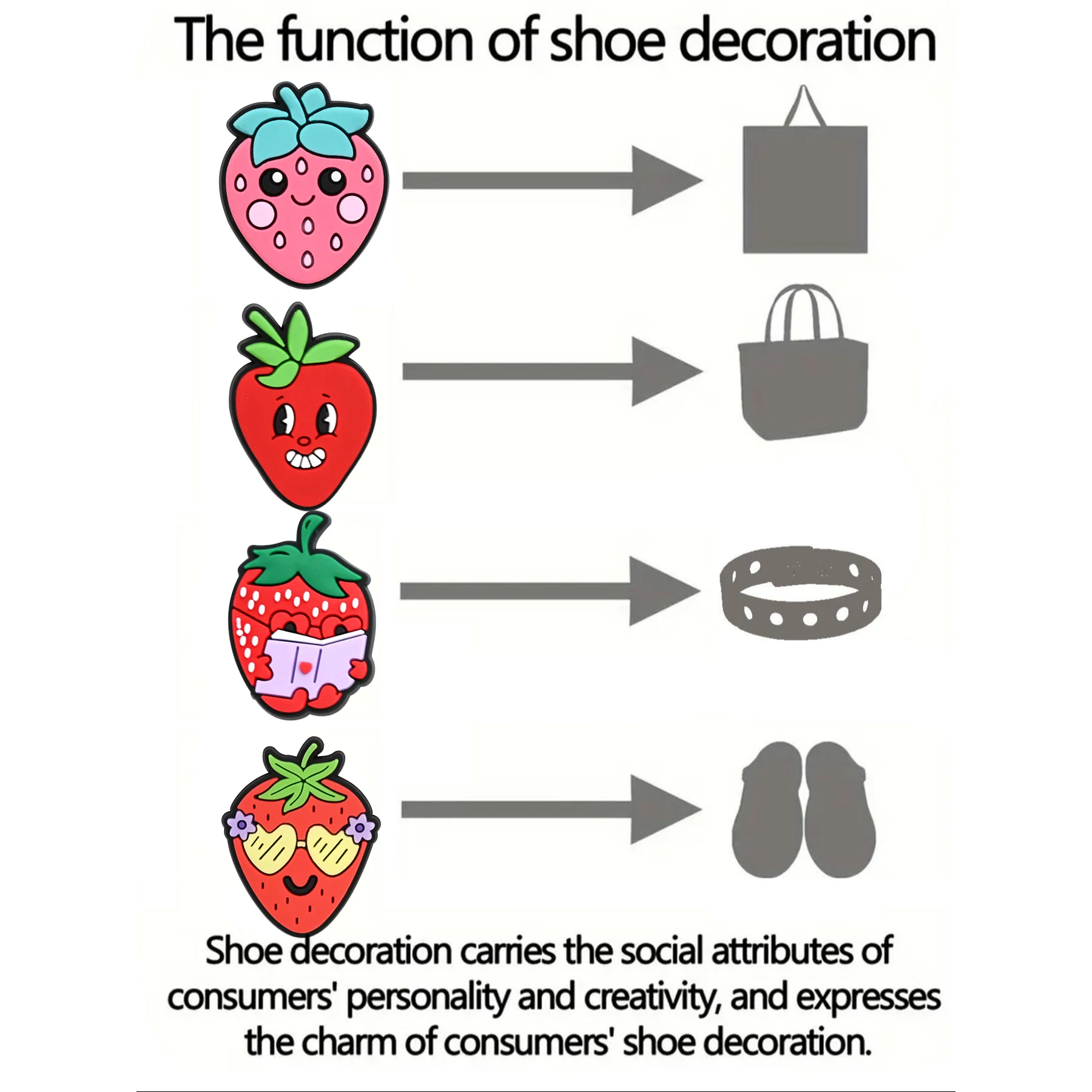 16pcs Strawberry Classic Series Shoe Charms Designer for Shoe Decoration Accessories for Classic Clog Kids Gift Hot Sale