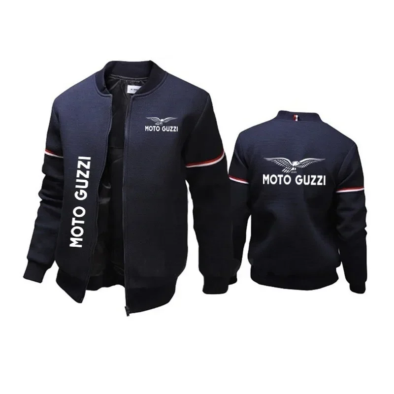 Spring autumn outdoor sports jacket moto guzzi High Quality Harajuku solid color Zip up baseball jacket Bomber jacket