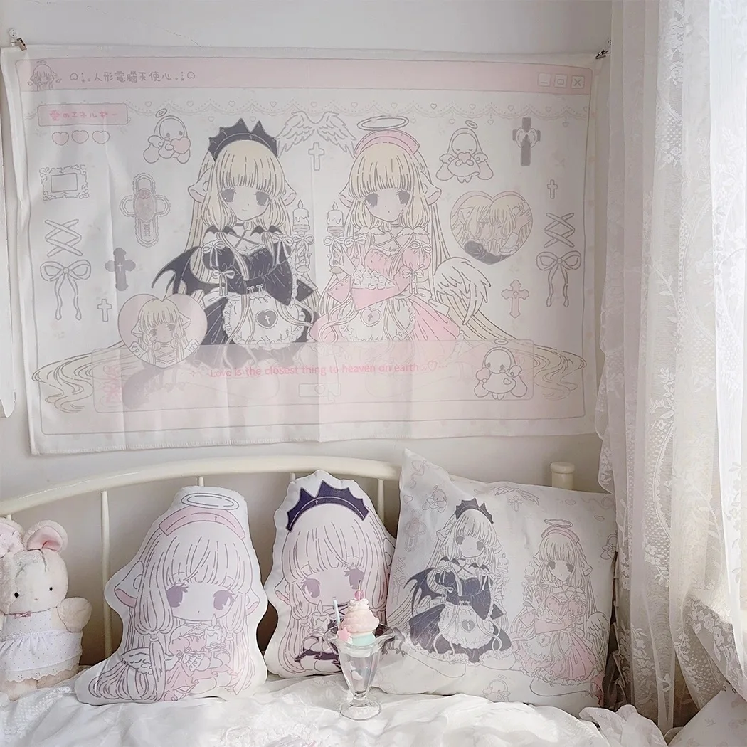 الكرتون فتاة الطباعة الرقمية غطاء الوسادة الخوخ الجلد المخملية غرفة المنزل أريكة المعيشة مكتب سيارة البساطة وسادة غطاء 45x45 سنتيمتر