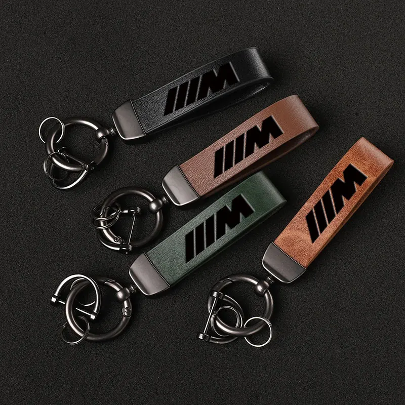 Luxury Genuine Leather Keychain Car Key Ring For BMW M E46 E90 E60 F30 F10 E39 F20 E36 E87 M3 M5 X1 X3 X5 X6 X7 Car image 2