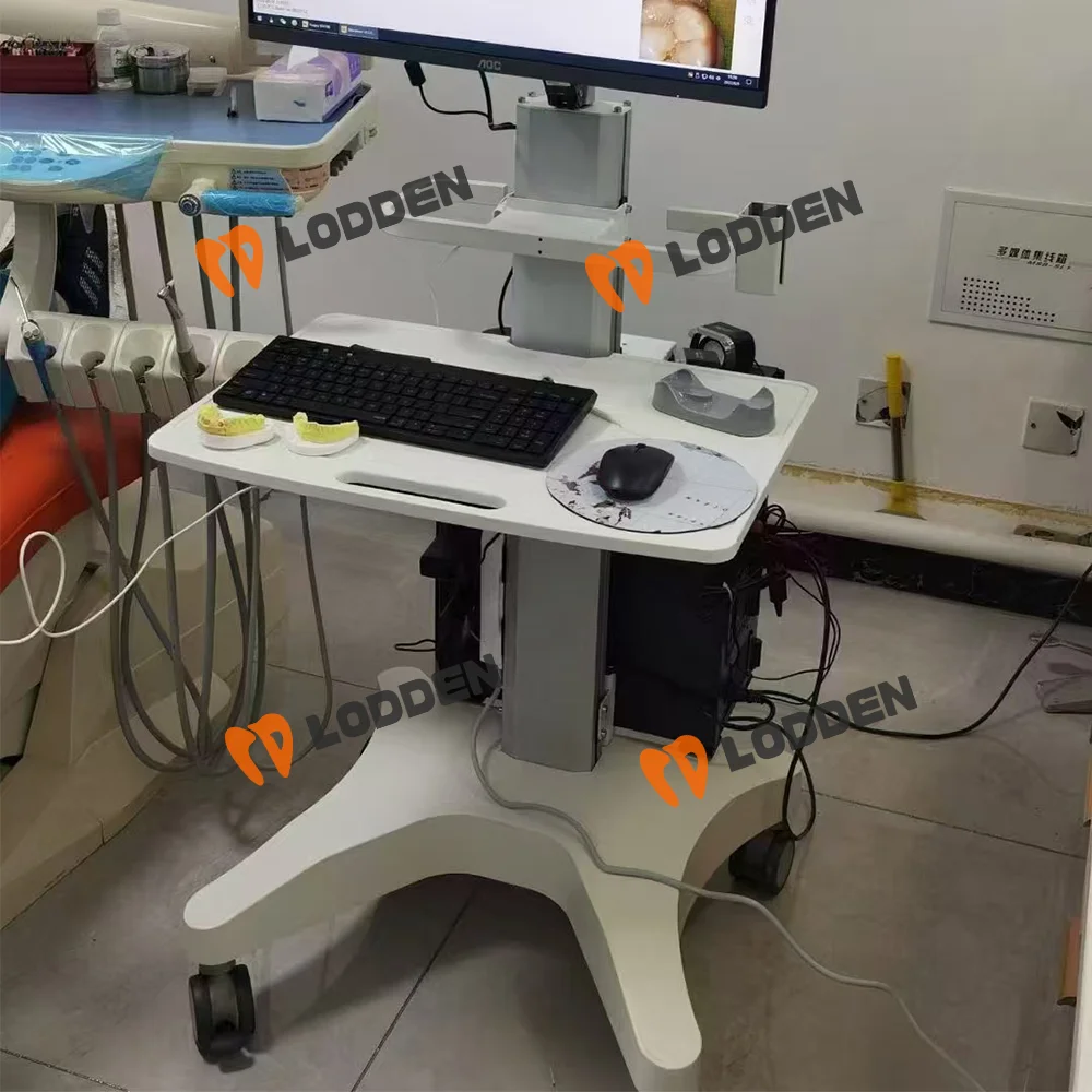 Dental Medical Trolley with Laptop Pallet and Oral Scanner Holder, Dental Clinic Cart for Clinic Hospital Auxiliary Cart OC-3