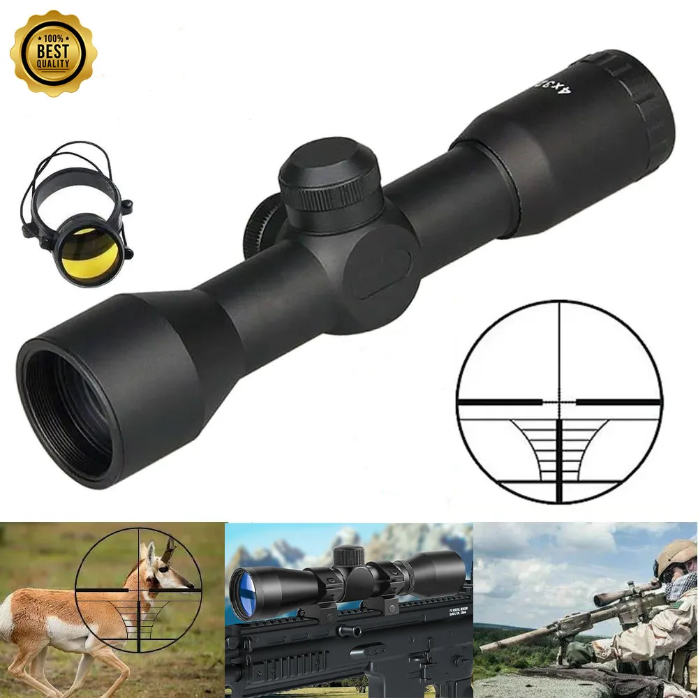 Riflescope Scope 4x32 Reticle Wide Angle Airsoft Tactical Hunting Compact For 11/20mm Picatinny Rail Mount