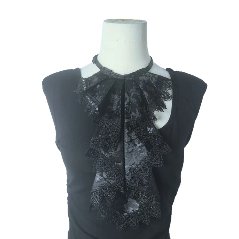 Kép 7: Layered csipkével nyakú Báláz Lecsavarható ruffled Gallér Bíróság decorativa Ál- Csőbilincs Avatás színpadi Előadás cosplay accessor