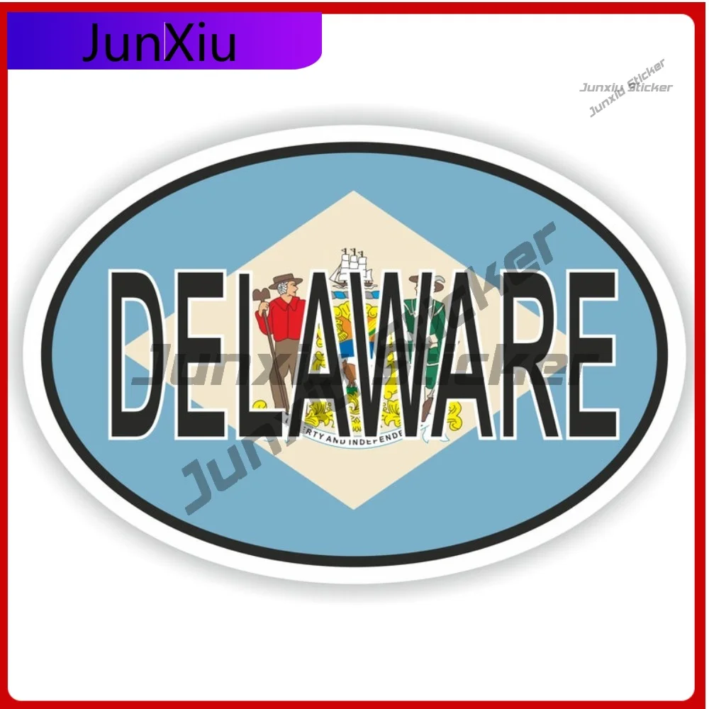 

Delaware Usa City Oval Flag Sticker Scratch Cover Vinyl Decals Graphics Waterproof Decals Sticker For Car Decoration Outside Pvc
