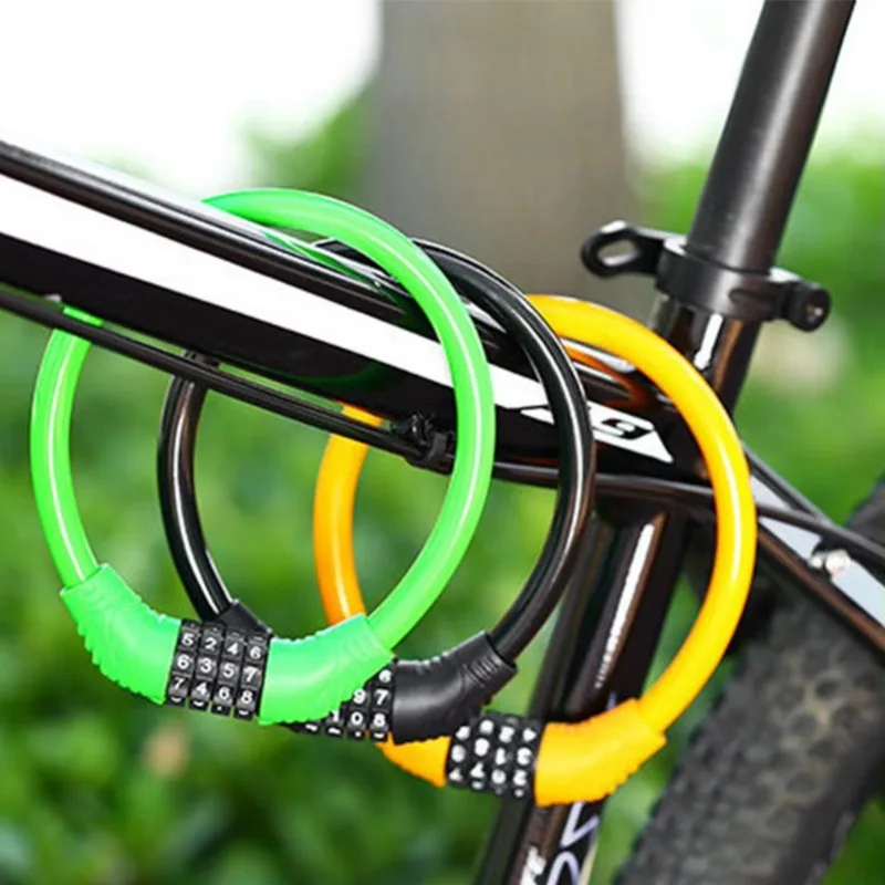 Security Bike Locks Cable 4 Digit Resettable Combination Password Bicycle Lock for Bicycle Mountain Bike Scooter Outdoors C201