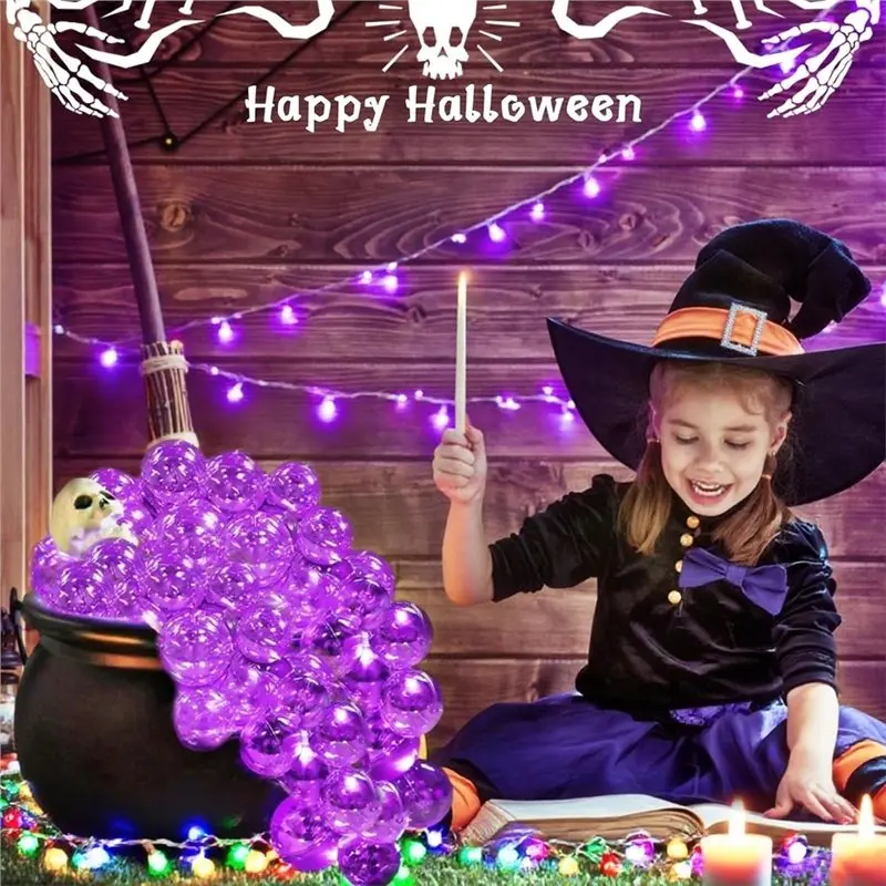 MOPHE-Iridescent Clear Ornament Balls 60 PCS For Halloween Decor Multisize-3/4/5/6CM Bulk Plastic