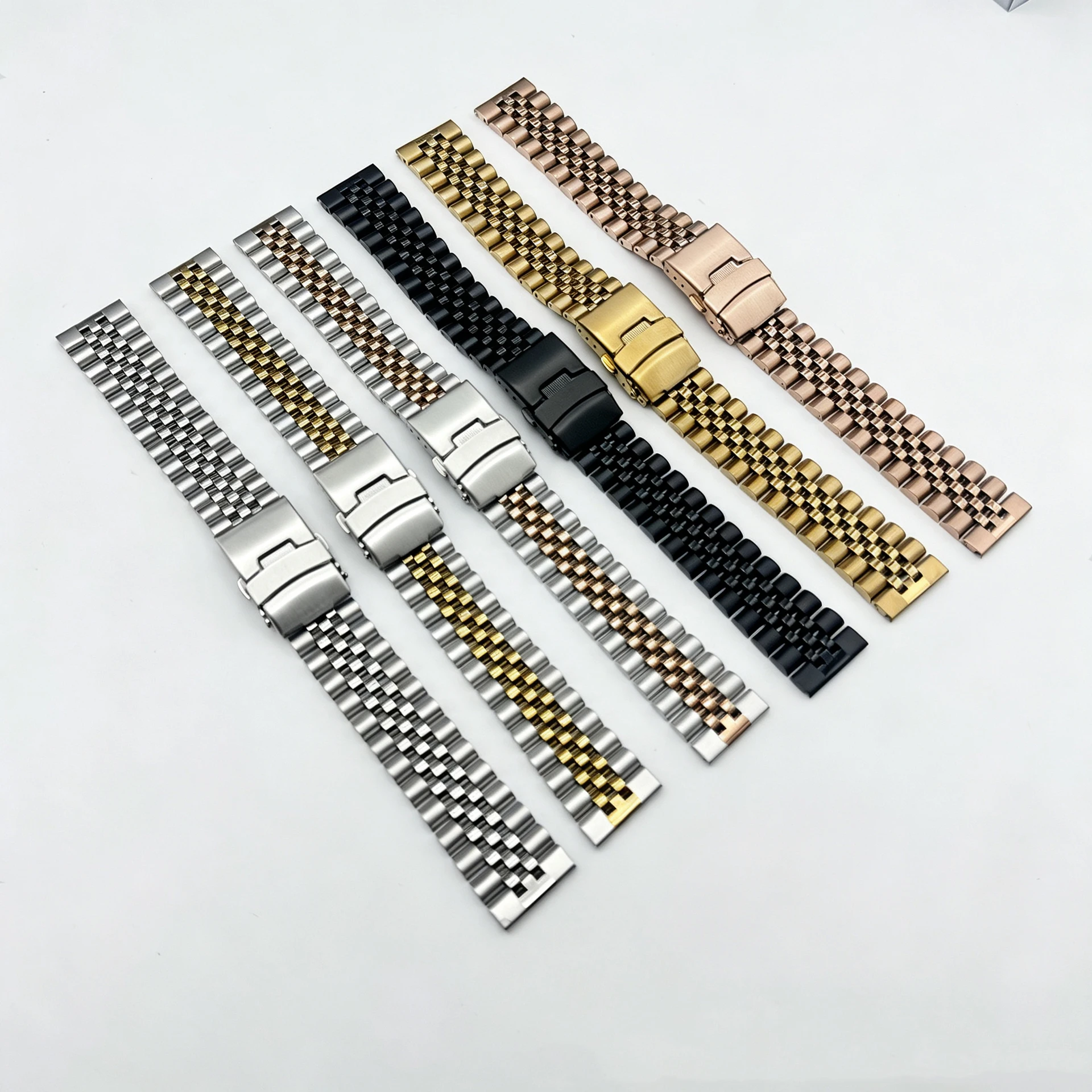 for Seiko Casio Citizen Rolex Flat End Watchband 18 19 20 21 22 23 24mm Stainless Steel Watch Strap Straight End Metal Bracelet