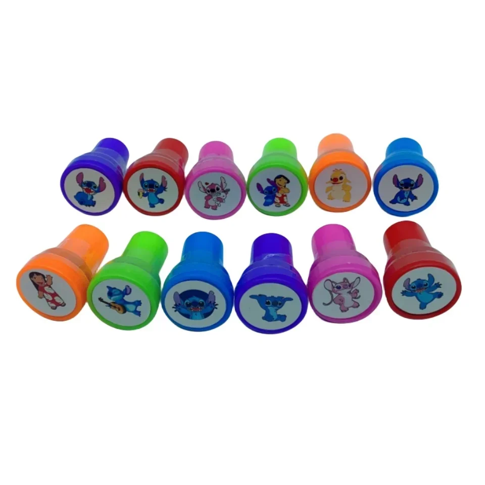 12pcs Disney Lilo & Stitch Seal Stamps Party Favor Kid Birthday Party Gift Stamp Boy Students Girls Birthday Toys Stationery