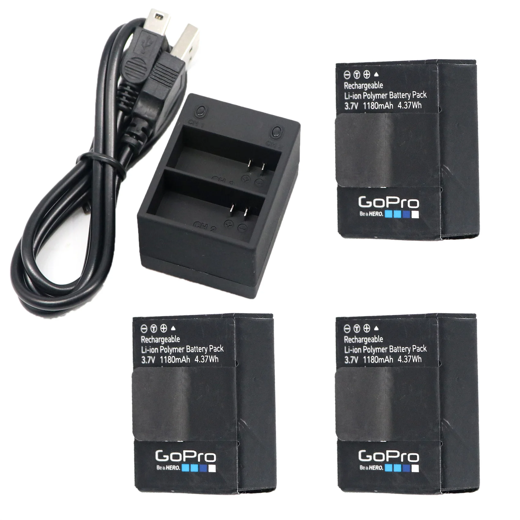 Used Original 1180mAh AHDBT-302 battery dual charger For GoPro Hero3 Hero3+ hero 3 hero 3+ camera