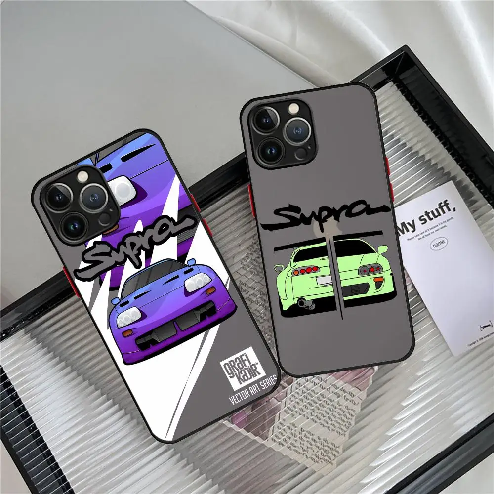 Funda de teléfono de coche japonés s-supra para iPhone 16 Pro Max 15 14 13 12 X XR XS XSMAX 8 7 Plus funda exfoliante con sensación de piel