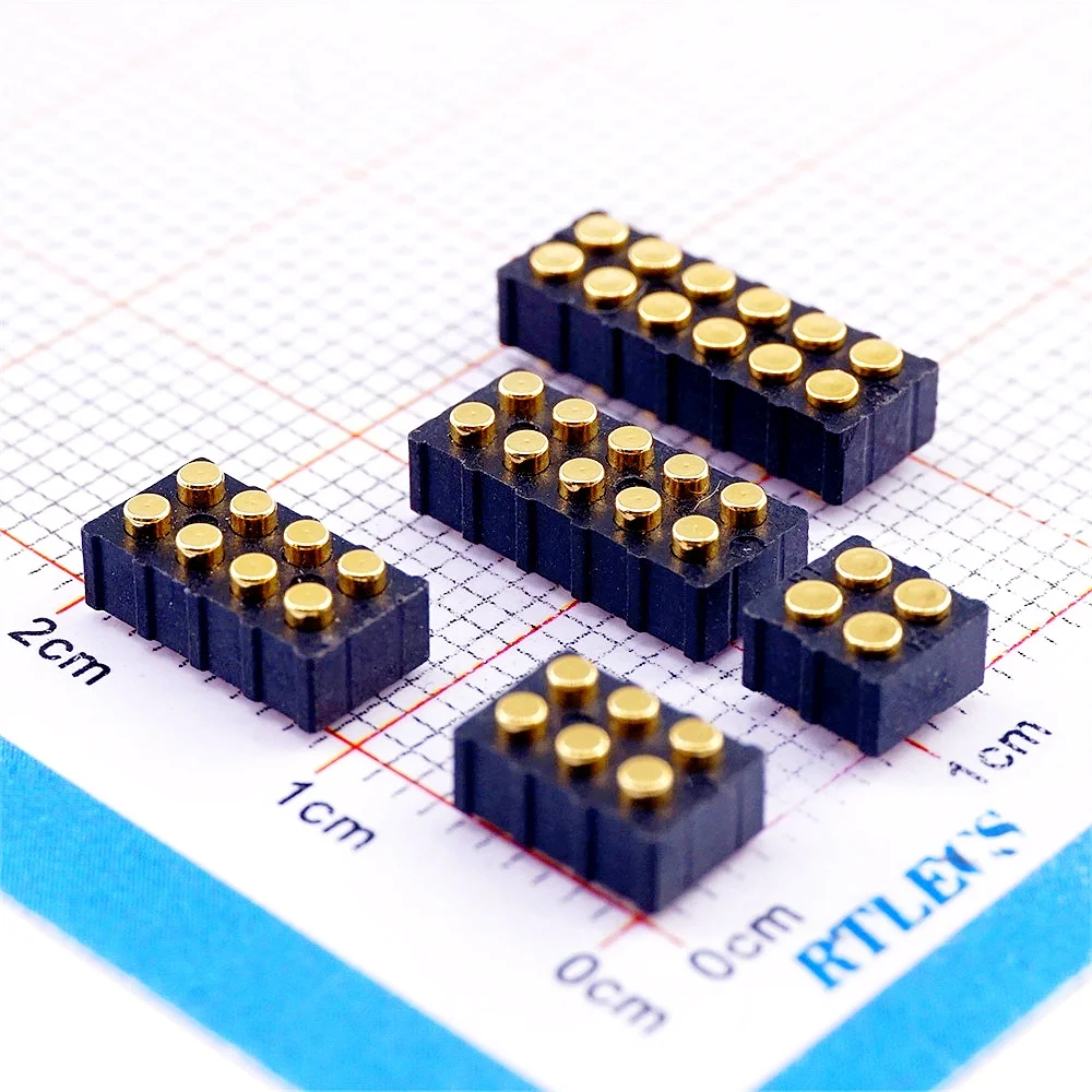 1 Piece Pogo Pin 2.0 MM Grid 4 6 8 10 Position Height 7.0 Dual Row SMD PCB Header Spring Loaded Probe Solderable RoHS Lead Free