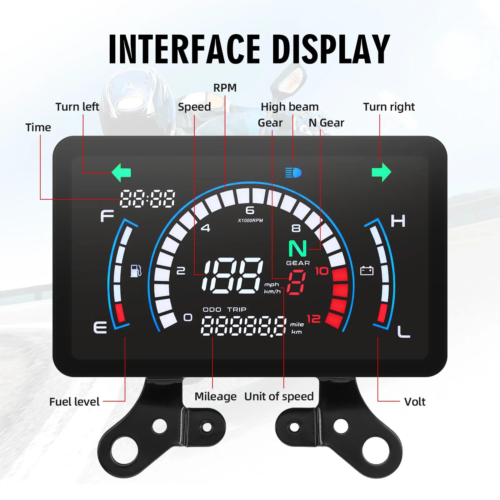 Universal LCD Display Motorcycle Speedometer LED Tachometer Dashboard Instrument Panel Meter For Honda EX5 Dream/EX5 Ipowed