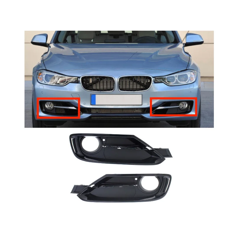 Image of Für BMW 3er F30 F31 2011-2015 Vordere Stoßstange Nebelscheinwerfer Abdeckung Rahmen Blende 51117300737 51117300739