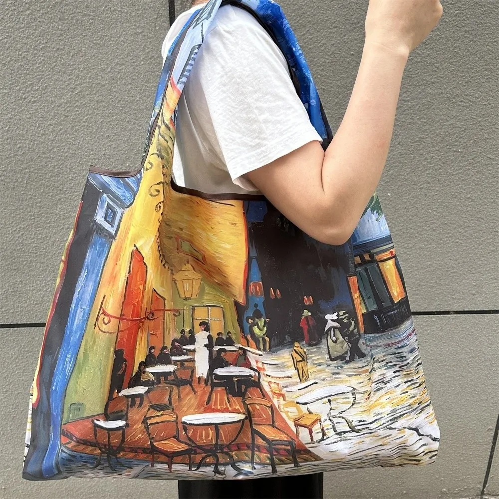 Ölgemälde-Druck Faltbare Einkaufstasche Tragbares Design Große Kapazität Lebensmitteltasche Positionierungsdesign Faltbare Funktion – Detail 5