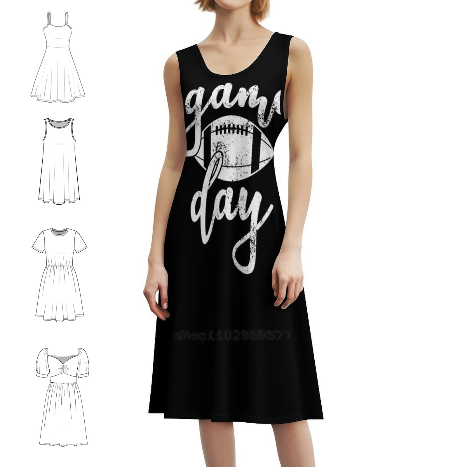 

Футболка с длинными рукавами Game Day Football Lover, богемное платье без рукавов, платье с несколькими принтами для пляжного отдыха, вечерние платья Game Day Football