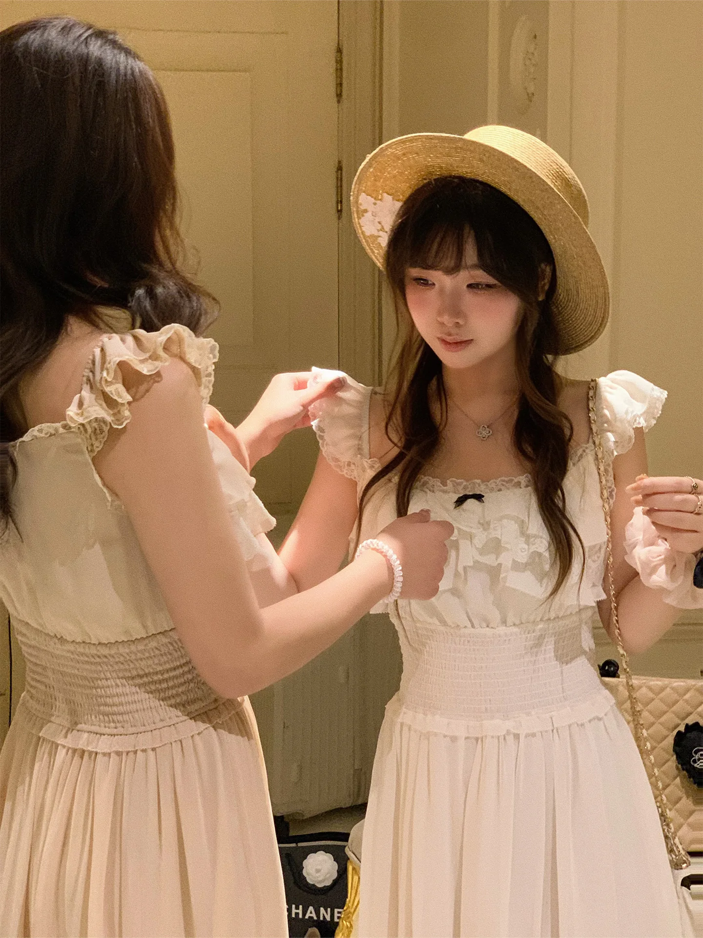 

Платье Lisaph Yesterday's Love Letter, кружевное, без рукавов, А-силуэт, из полиэстера, в нежном стиле, с присборенной талией, вечернее платье