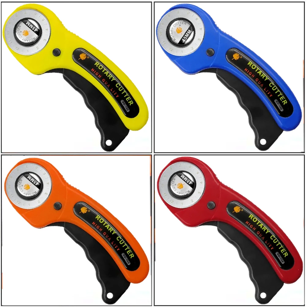 

Rotary Fabric Cutter 45MM Disc Blade DIY Leather Roller Cutting Trimming Tool with Safety Lock Ergonomic Handle Cutting Knife