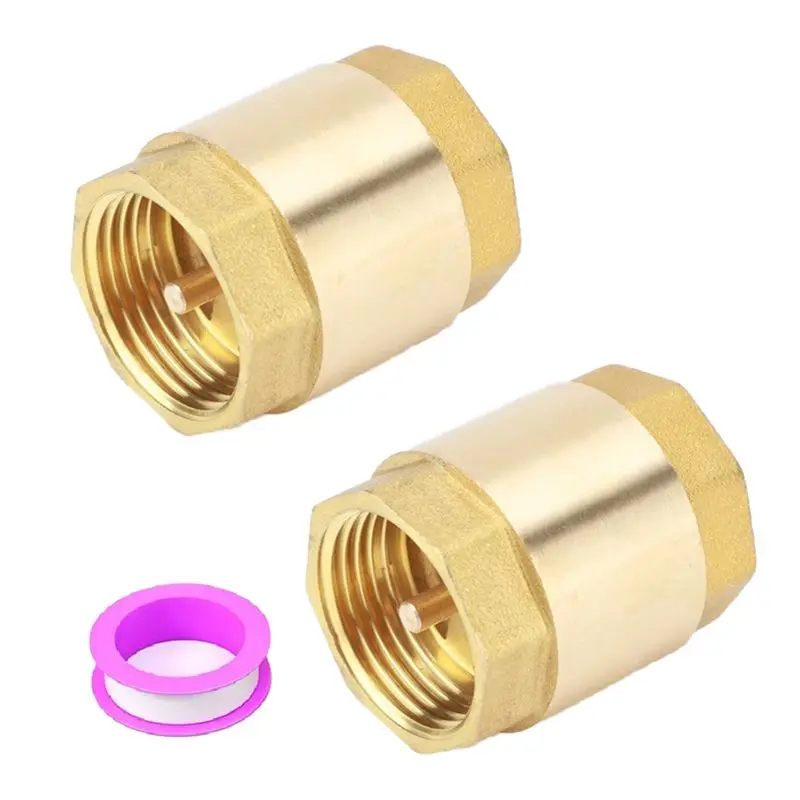 ABKS-2PCS NPT Female Thread Spring Check Valve, Solid Brass Non Return One Way Horizontal Check Valve For Well, Pump