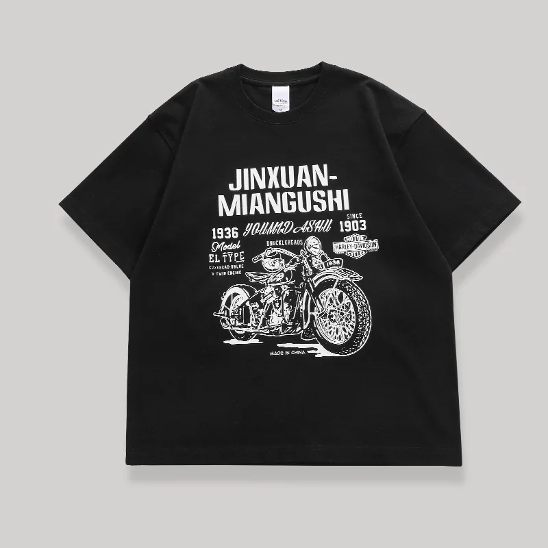 Retro Moto T Shirt T-shirt estiva Hip Hop Cartoon Donna Maniche corte Top Camicetta da strada Y2k Abbigliamento Indossare Harajuku Tees