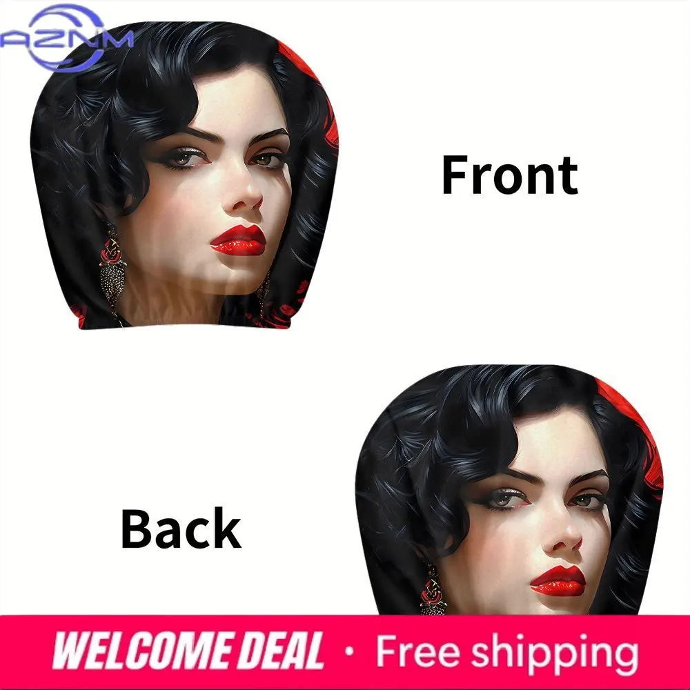 2pcs Vintage Gothic Lady Car Headrest Covers/100% Durable/No-Fill, Easy Install & Wash/Creative Decor & Protector