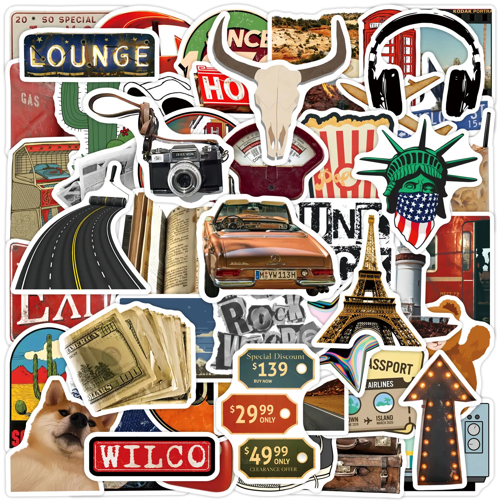 

50PCS Cartoon Retro Aesthetic INS Style Graffiti Sticker DIY Decoration Mobile Phone Case Notebook Water Cup Toy Gift Sticker