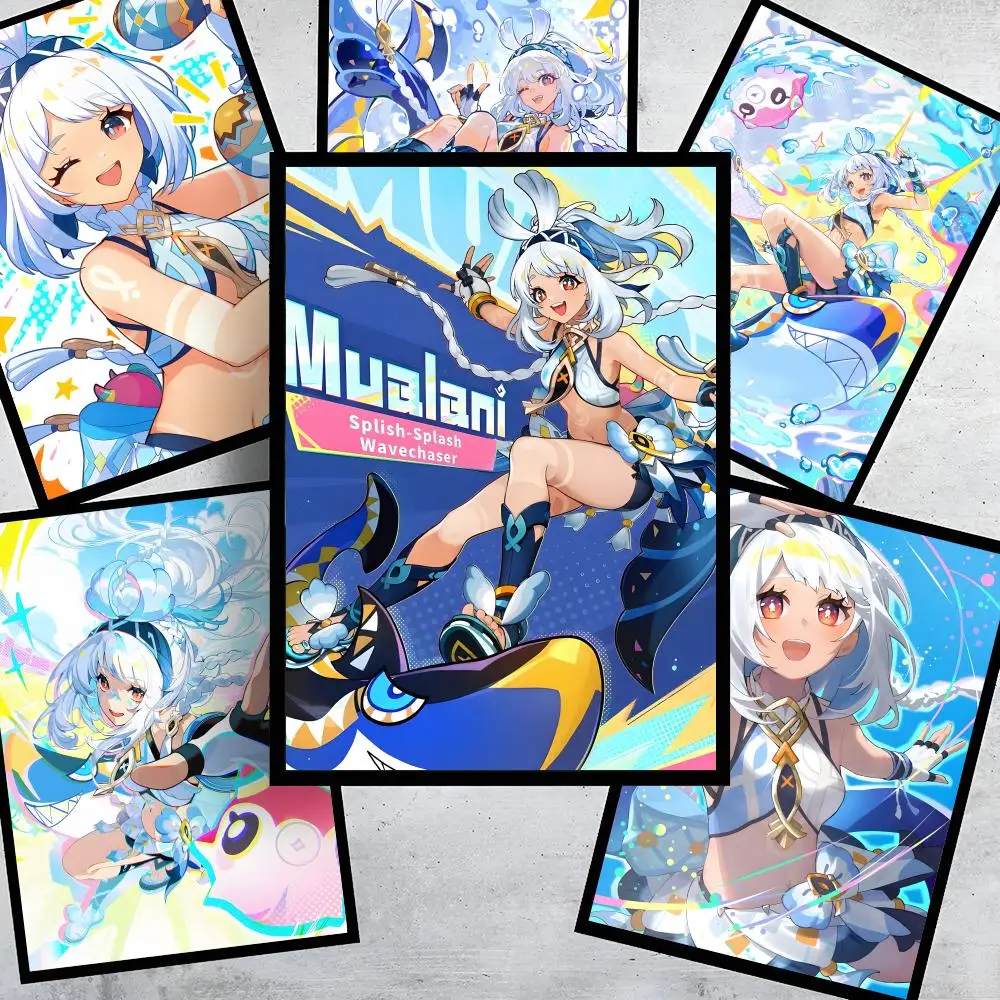 Game M-MUALANI G-Genshin Impact Poster, HD-Aufkleber, Wandbild, selbstklebende Aufkleber, Heimdekoration, Schlafzimmer- und Wohnzimmerdekoration, Geschenk