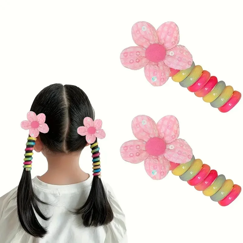 

Telephone Wire Hair Bands Spiral Hair Ties for Kids Colorful Telephone Cord Hair Ties Elastic Hair Accessories for Little Girl