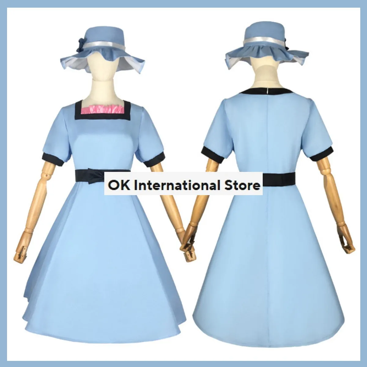 Anime Game Steins Gate Shiina Mayuri Costume Cosplay Blue Dress Princess Dress Hat Adult Woman Lovely Kawaii Carnival Suit