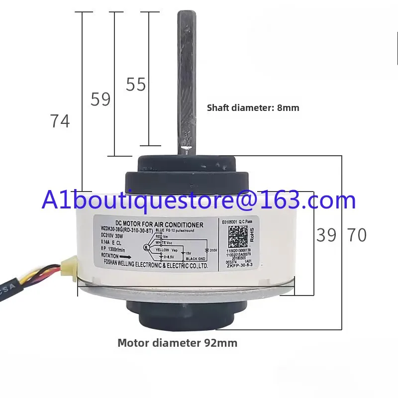 Suitable for Midea air conditioning DC indoor unit motor 30W fan WZDK30-38G (RD - 310-30-8 T)