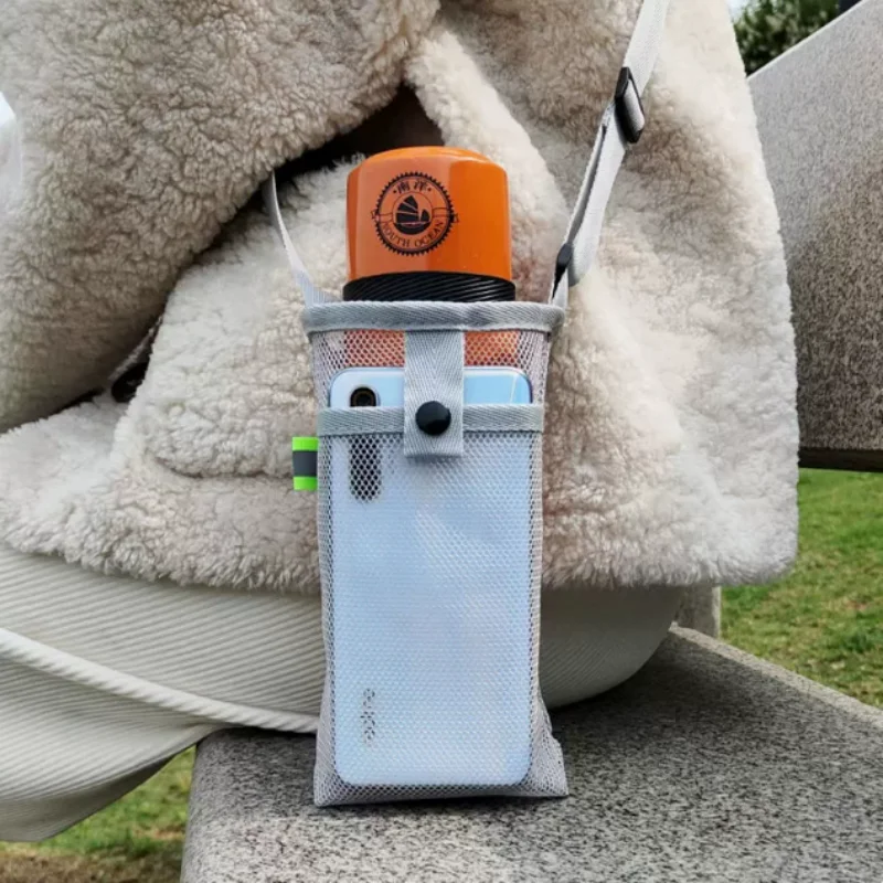 Outdoor Crossbody Mesh Water Bottle Bag Universal Cup Protective Sleeve Kids Thermos Milk Tea Cup Storage Pouch view 5