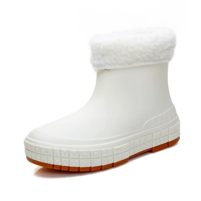 

Womens ankle wateproof booties Platform rain boots with fur insole women's insulated rubber boots all season