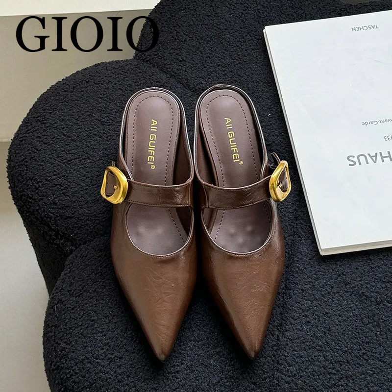 

《GIOIO》Wedges Sandals Slides Women Mules New Fashion Non-Slip Female Comfort Footwear Pointed Toe Ladies Wedge Sandals Shoes