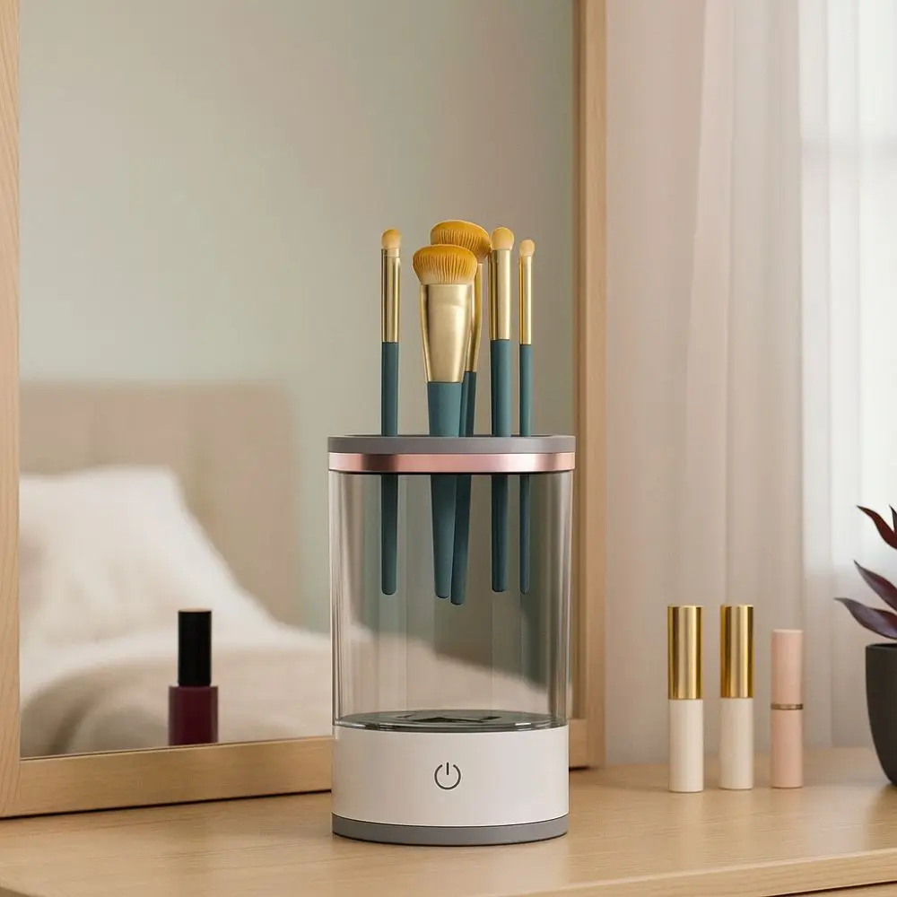 Automatic Spinning Electric Makeup Brush Cleaner Efficient Quick Drying Makeup Brush Cleaner Time-Saving 3 in 1