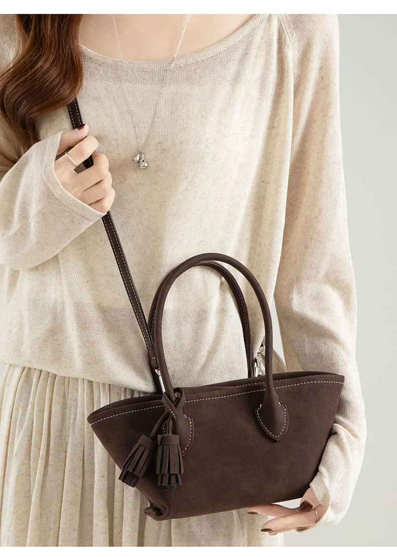 

Сумка-тоут из искусственной замши однотонного цвета, повседневная универсальная сумка через плечо, маленькая женская сумочка с верхней ручкой