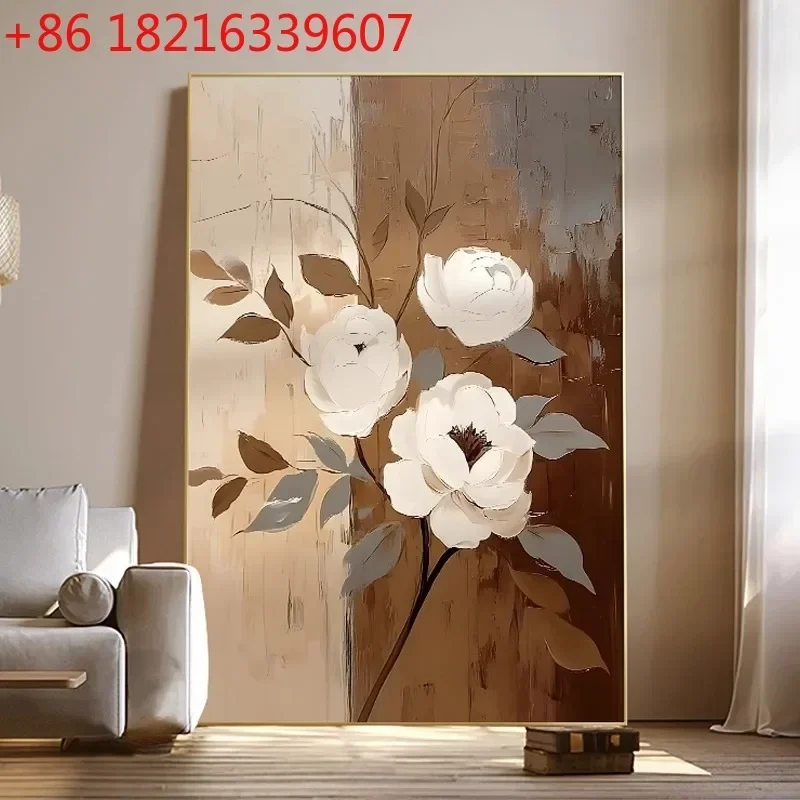 Brown rose large living room floor painting art sofa background wall decorative painting