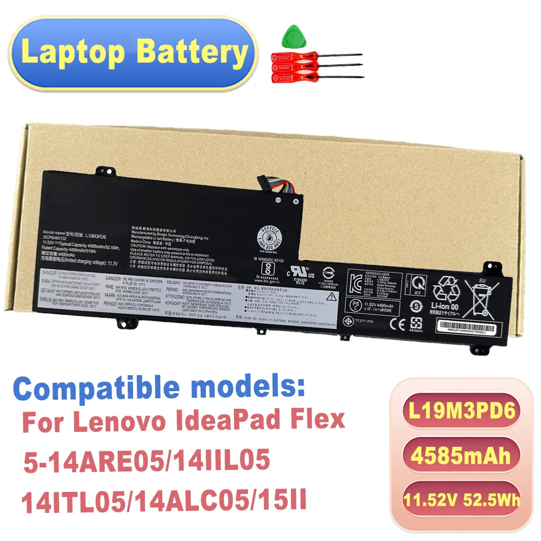 L19M3PD6 L19L3PD6 L19C3PD6 L19D3PD6 11.52V 52.5Wh 4585mAh Battery for Lenovo IdeaPad Flex 5-14ARE05/14IIL05/14ITL05/14ALC05/15II