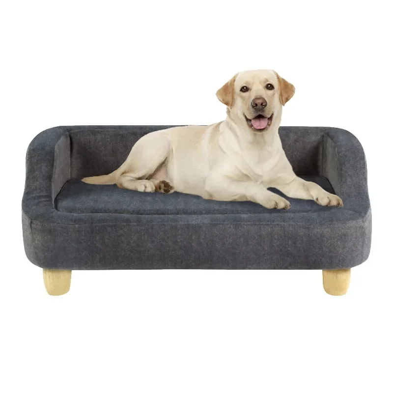 

27.5-Inch Luxury Fashion Design Solid Wood Pet Furniture Elevated Dog Bed House Cat Pet Sofa