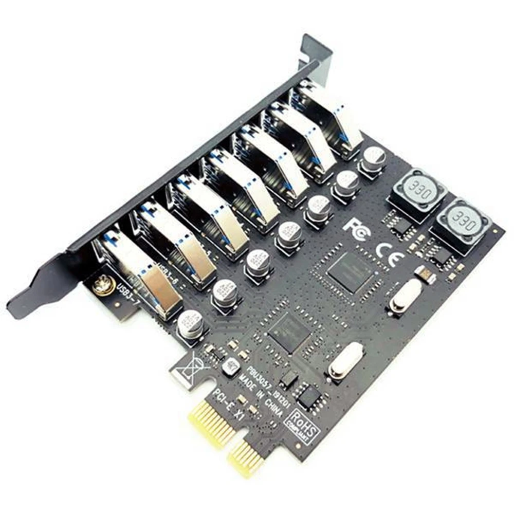 Adapter USB 3.0 PCI Express PCI E na 7 portów Karta rozszerzeń USB 3 Konwerter kontrolera PCIe PCI-E X1 (VIA)