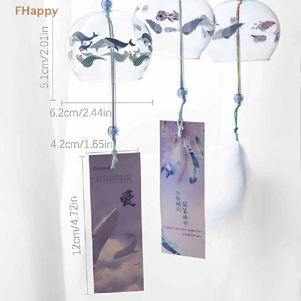 Japanese Wind Bell Japan Wind Chimes Handmade Glass Furin Home Decors Spa Kitchen Office Decor Sakura Cherry Blossom Pattern