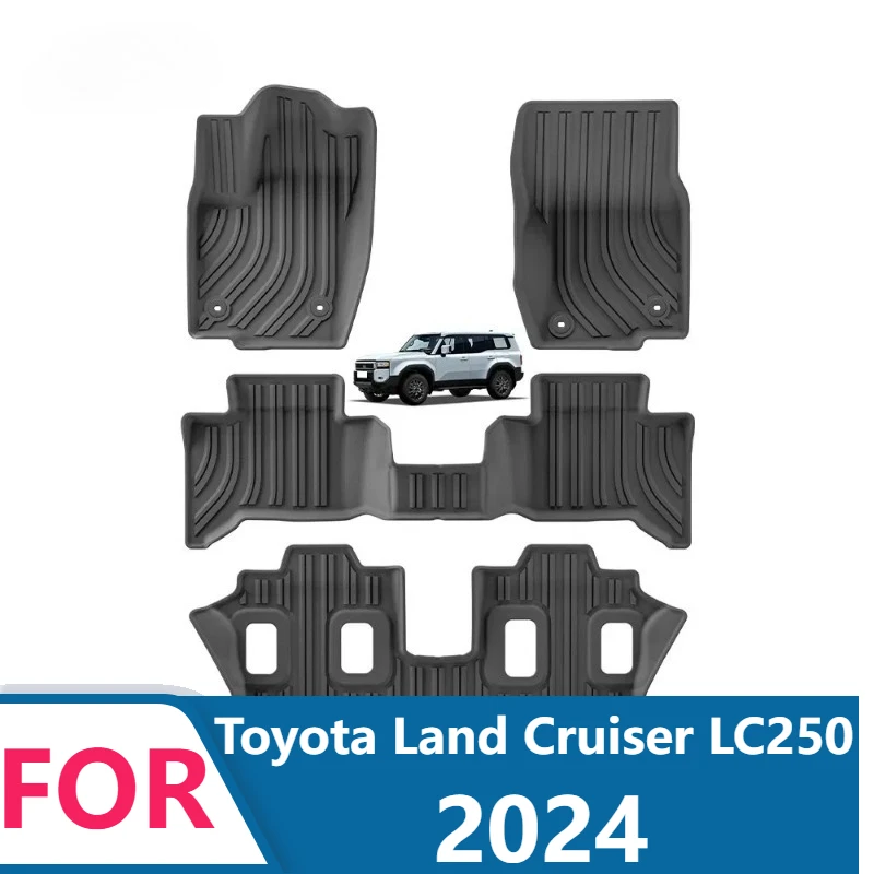 All Weather TPE Floor Mats For Toyota Land Cruiser LC250 2024 6 Seats Waterproof Floor Liners Full Set Anti-Slip Easy Clean 4PCS